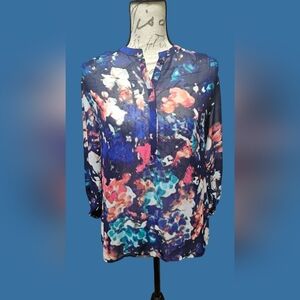 A.N.A. Hi-Low Tunic | Cuffed Sleeve | Sheer Blouse | Women's Size Small